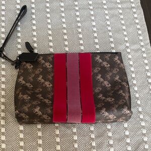 Coach Brown and Pink Wristlet Clutch